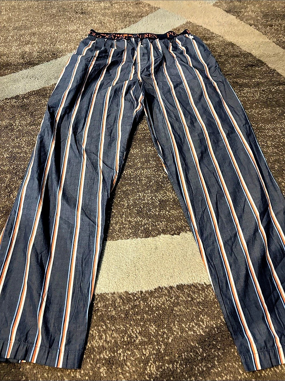 Polo Ralph Lauren Striped Cotton Sleep Pants Men's Blue & Orange